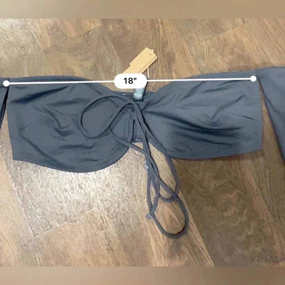 Skims Swim Nwt Skims Swim Long Sleeve Bikini Top Gunmetal Size 3X new with tags